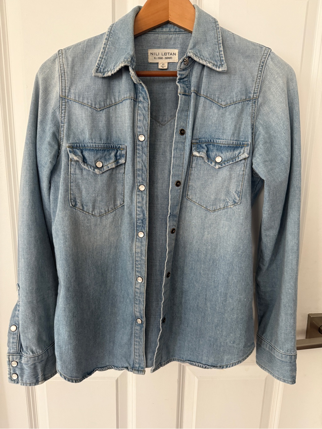 Nili Lotan Light Blue Denim Travis Shirt Xs